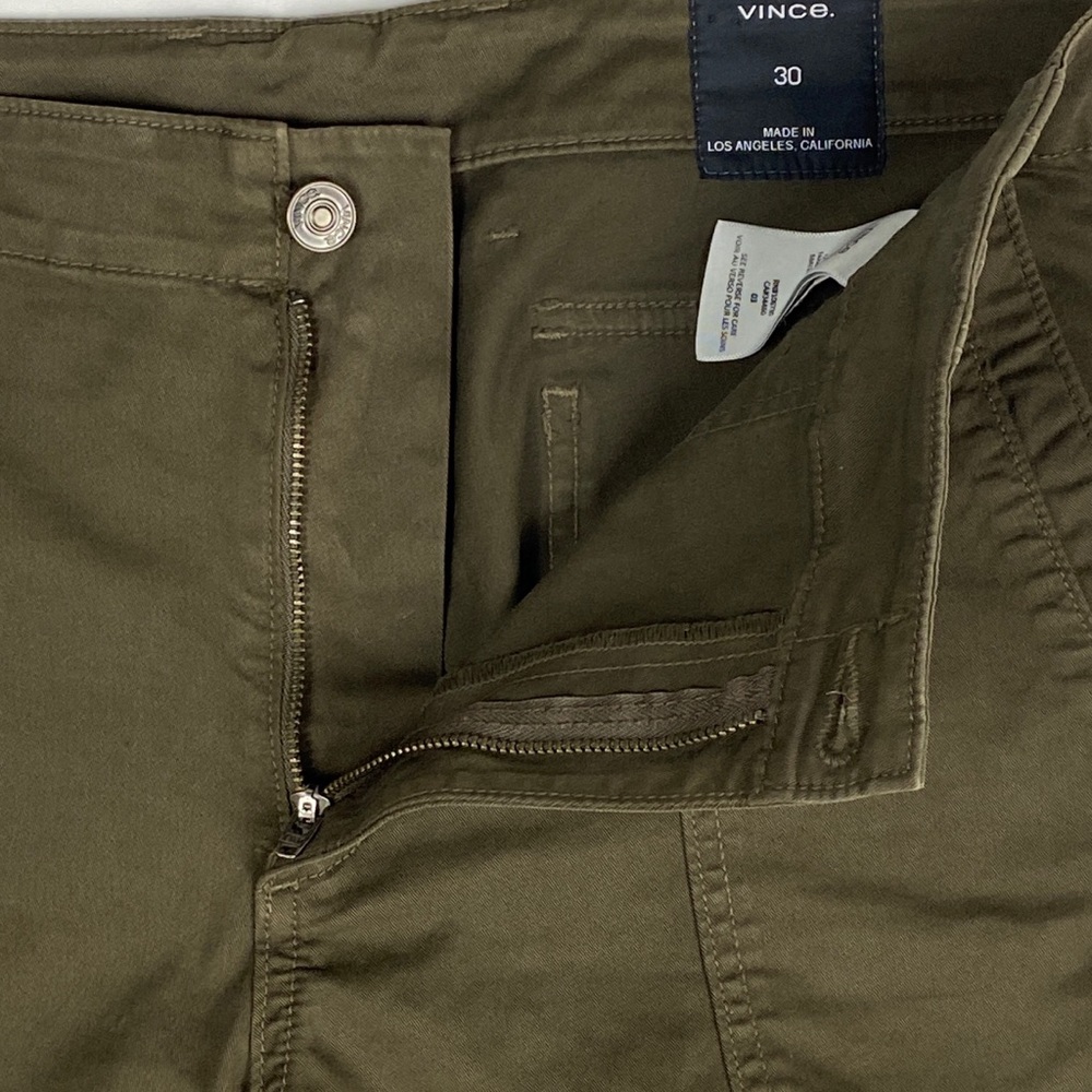 Vince Dark Willow Green Cotton Utility Pants - Picture 6 of 10